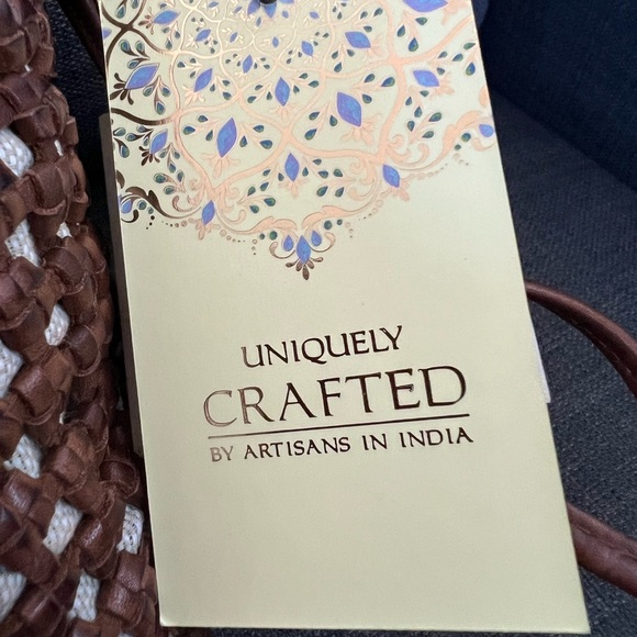 NWT LEATHER HAND CRAFTED BASKET SHOULDER BAG MADE IN INDIA - Picture 6 of 11